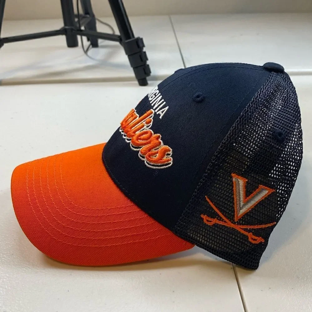 NWT University of Virginia Cavaliers Blue Orange Baseball Cap Hat Snap Block